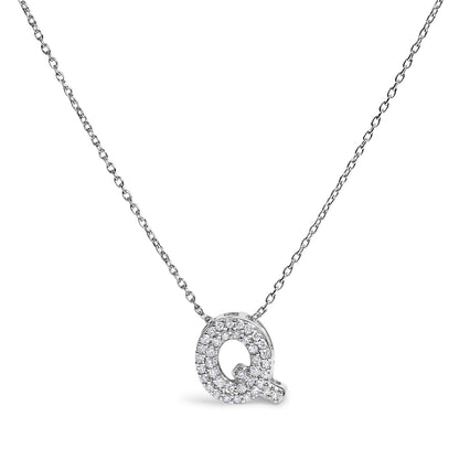 10K White Gold Diamond Accent "A" Initial Bubble Pendant Necklace by Bids.com