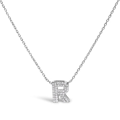 10K White Gold Diamond Accent "A" Initial Bubble Pendant Necklace by Bids.com