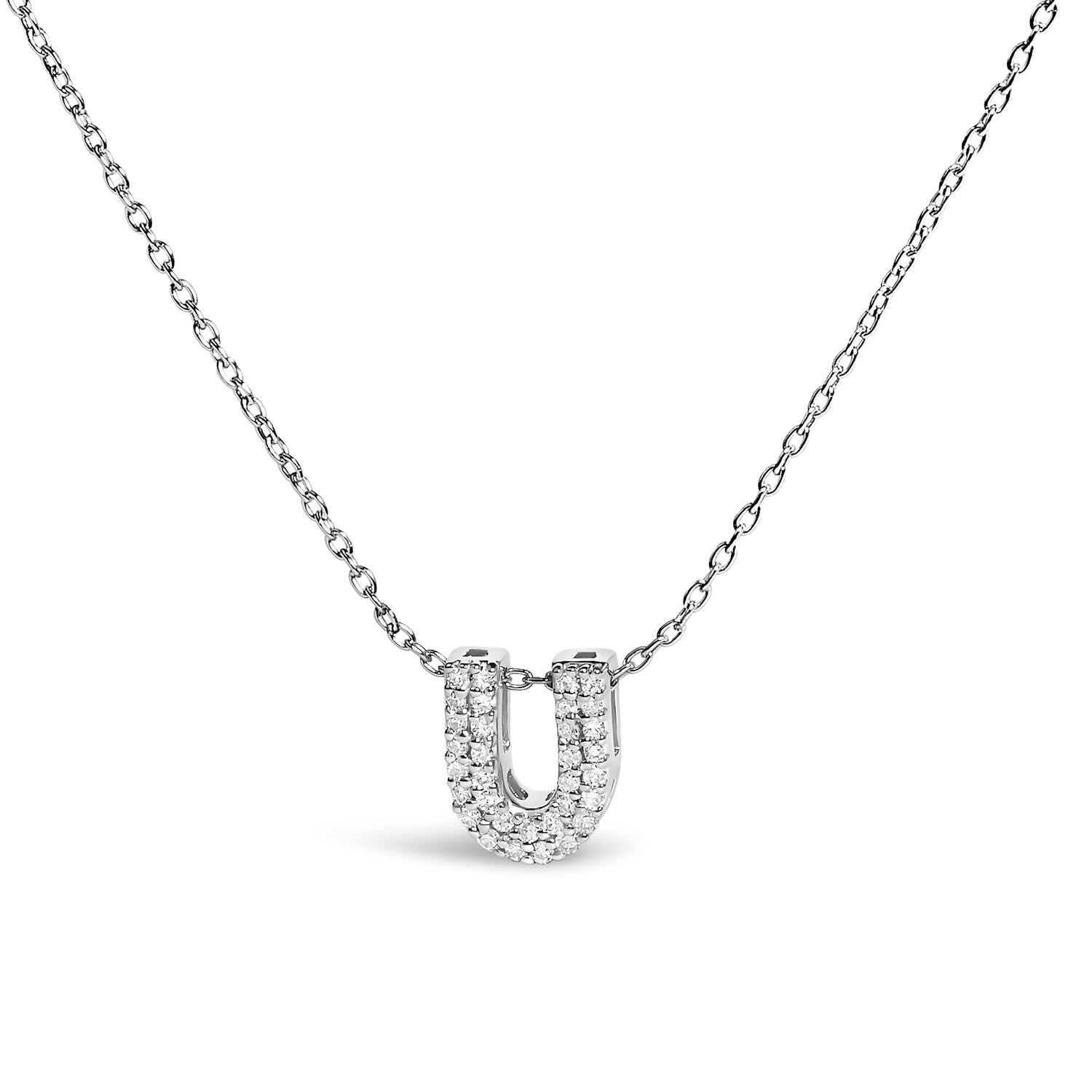 10K White Gold Diamond Accent "A" Initial Bubble Pendant Necklace by Bids.com