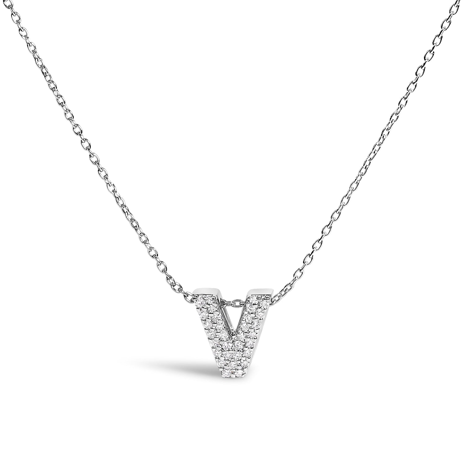 10K White Gold Diamond Accent "A" Initial Bubble Pendant Necklace by Bids.com