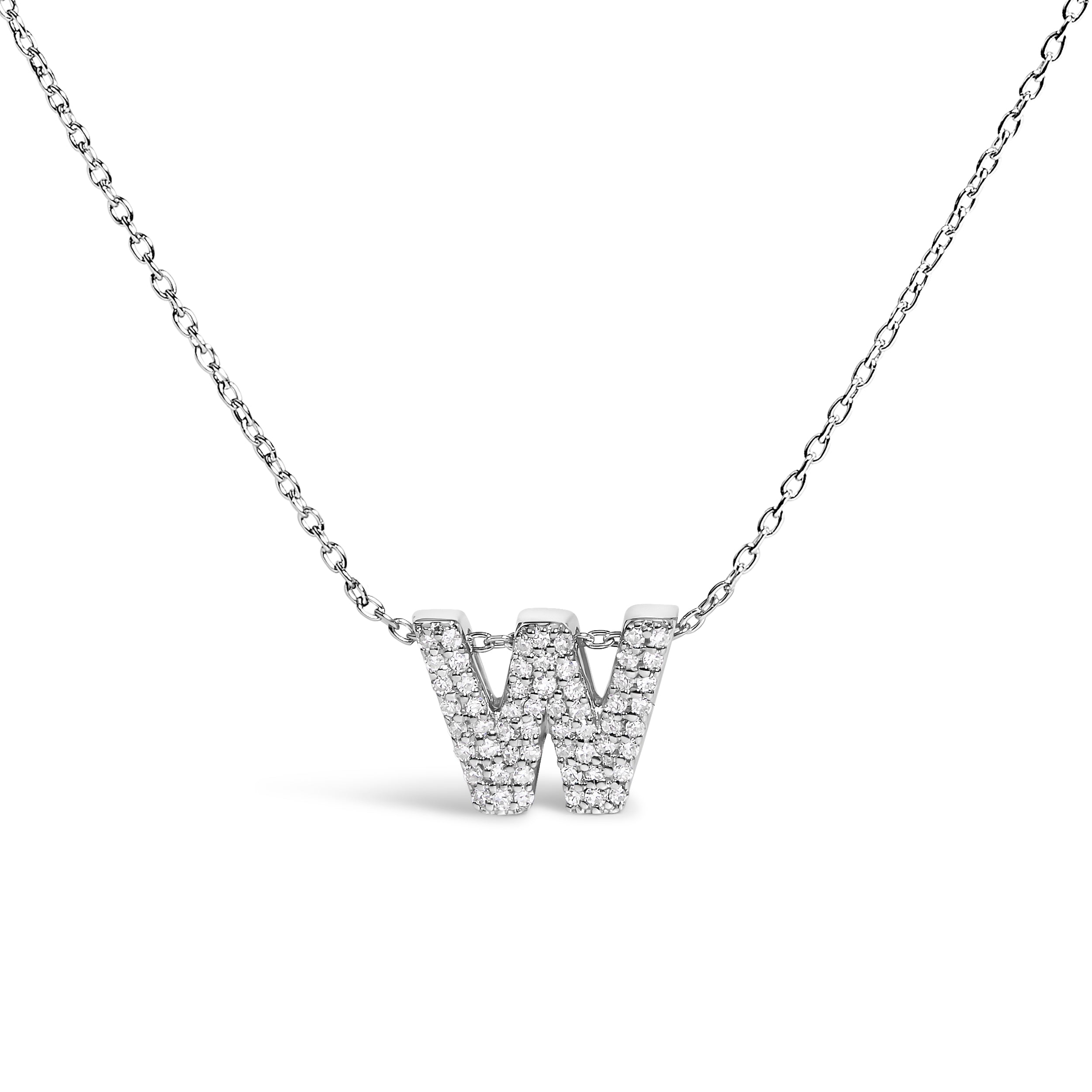 10K White Gold Diamond Accent "A" Initial Bubble Pendant Necklace by Bids.com