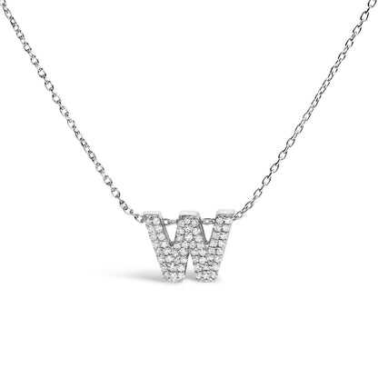 10K White Gold Diamond Accent "A" Initial Bubble Pendant Necklace by Bids.com