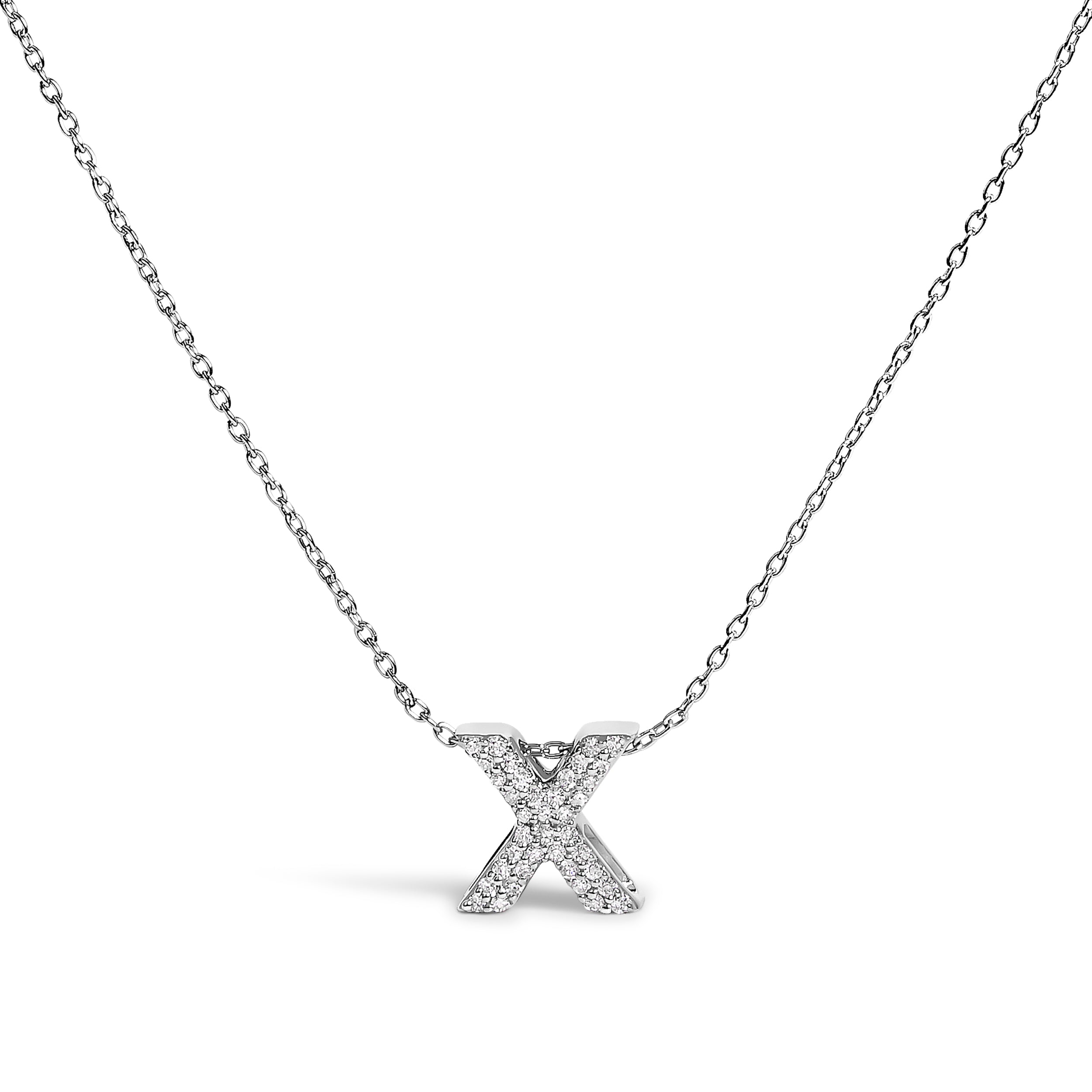 10K White Gold Diamond Accent "A" Initial Bubble Pendant Necklace by Bids.com