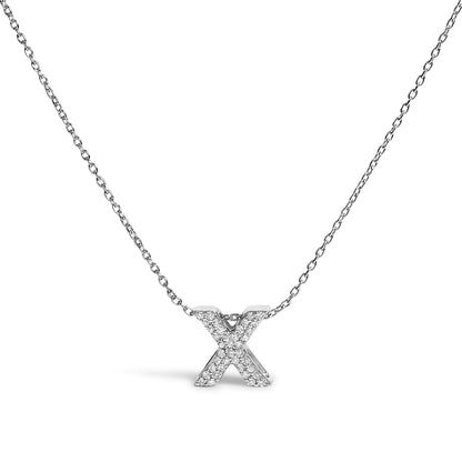 10K White Gold Diamond Accent "A" Initial Bubble Pendant Necklace by Bids.com