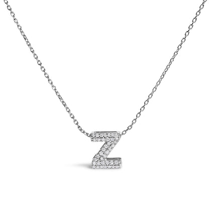 10K White Gold Diamond Accent "A" Initial Bubble Pendant Necklace by Bids.com