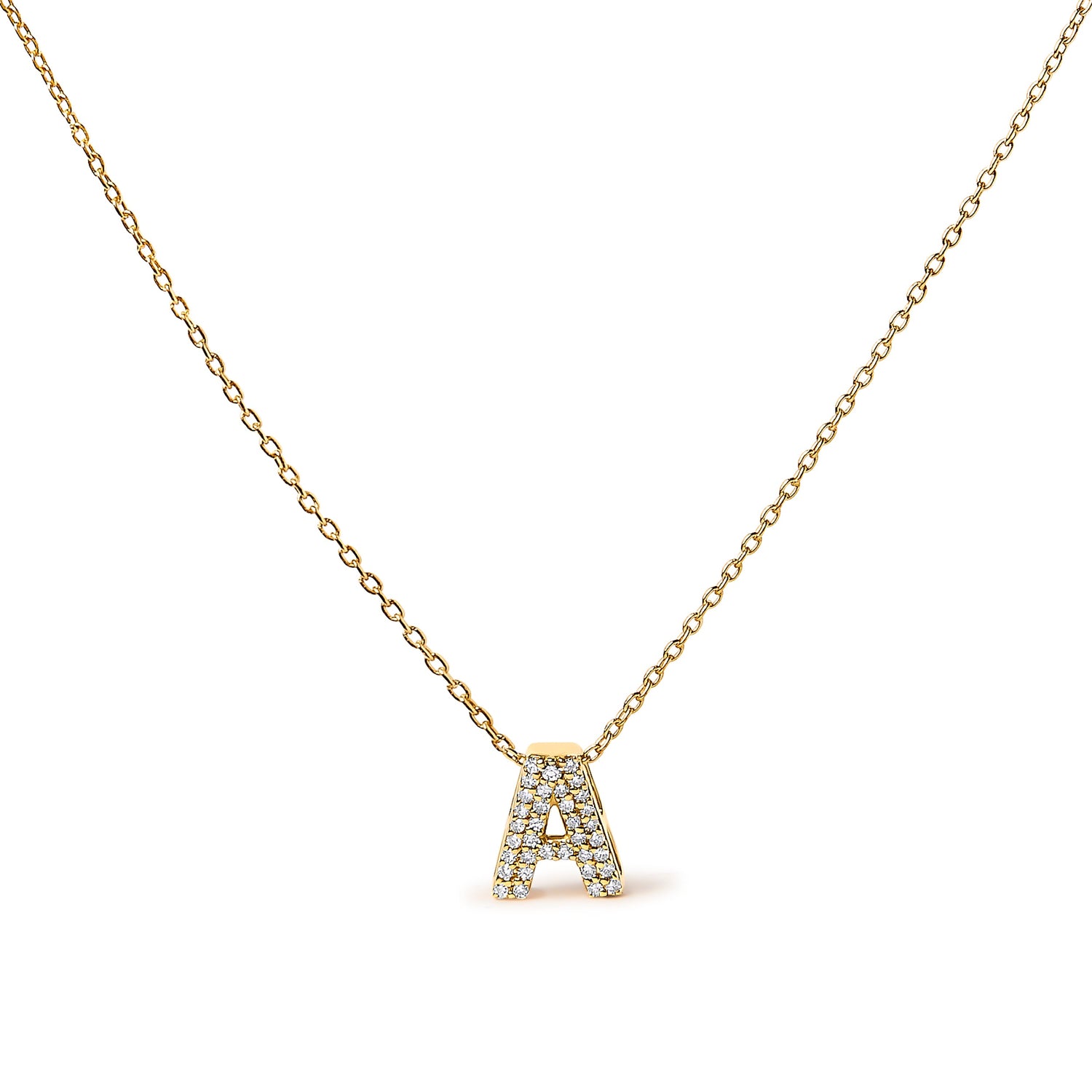 10K White Gold Diamond Accent "A" Initial Bubble Pendant Necklace by Bids.com