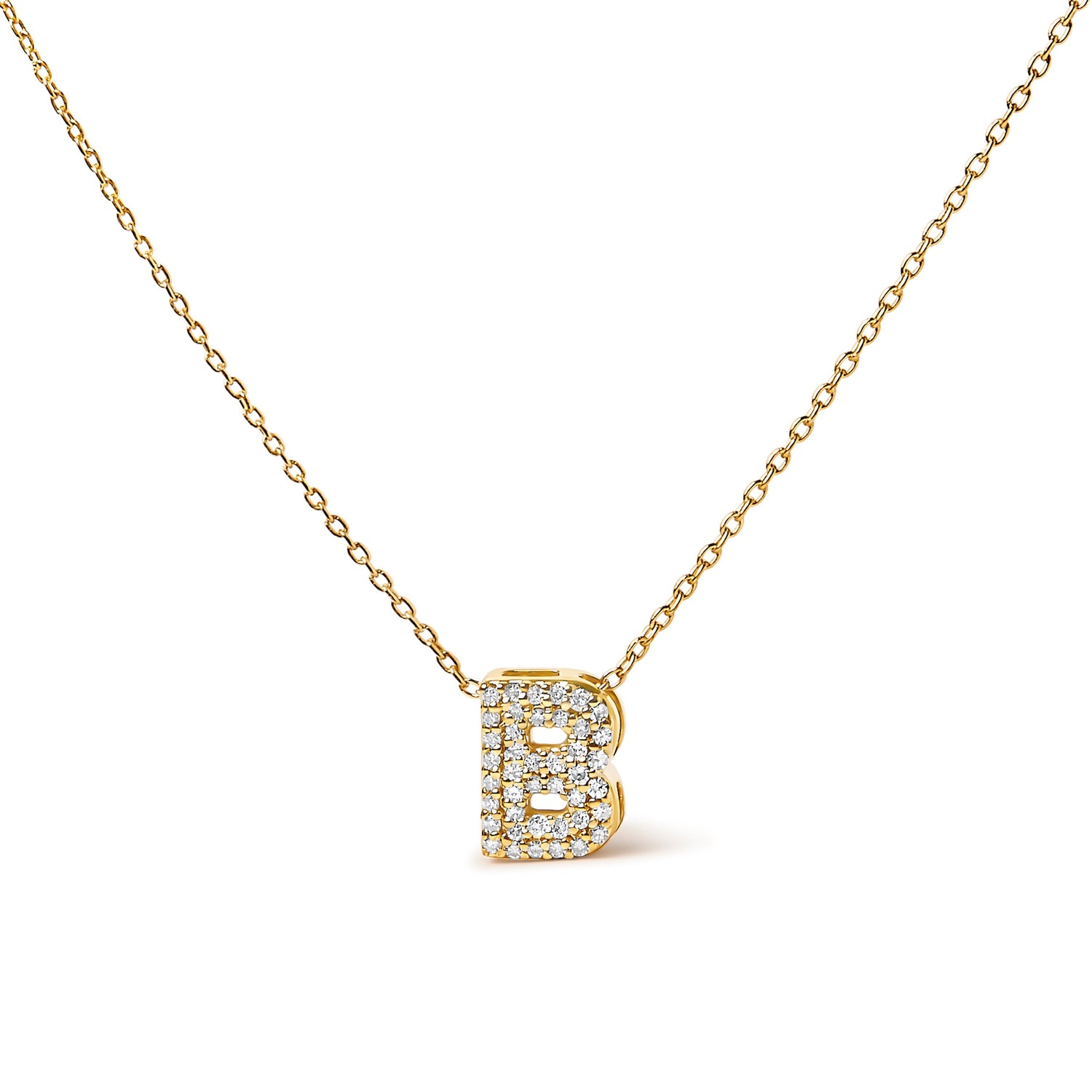 10K White Gold Diamond Accent "A" Initial Bubble Pendant Necklace by Bids.com