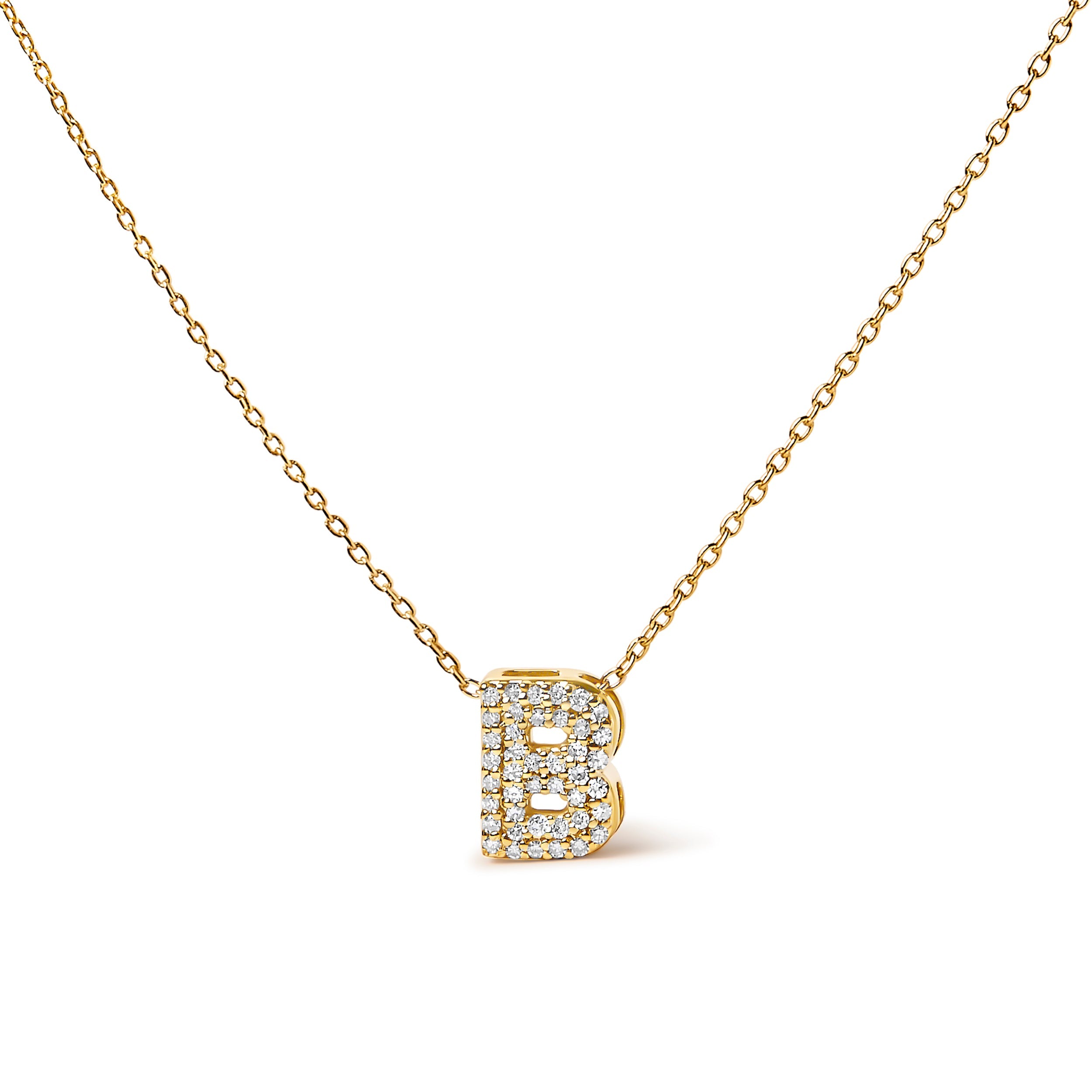10K White Gold Diamond Accent "A" Initial Bubble Pendant Necklace by Bids.com
