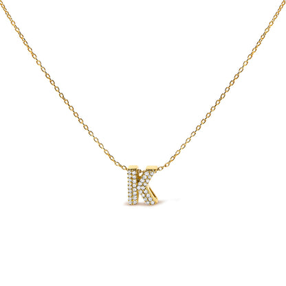 10K White Gold Diamond Accent "A" Initial Bubble Pendant Necklace by Bids.com