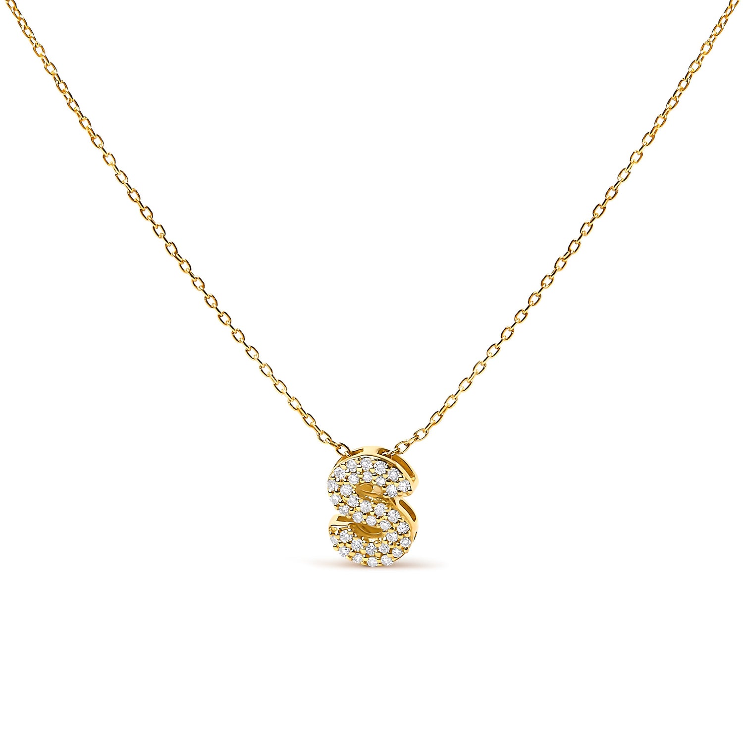 10K White Gold Diamond Accent "A" Initial Bubble Pendant Necklace by Bids.com