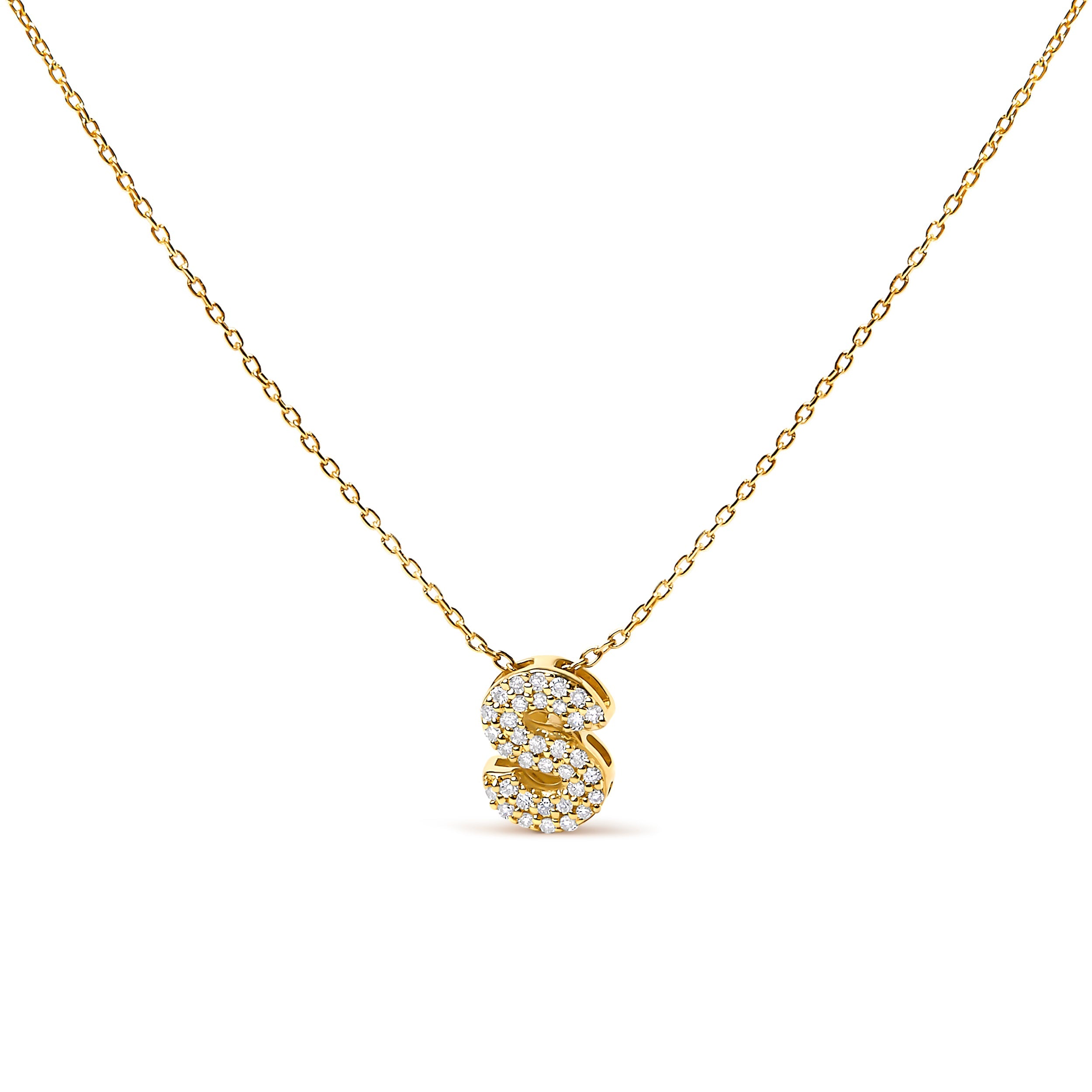 10K White Gold Diamond Accent "A" Initial Bubble Pendant Necklace by Bids.com