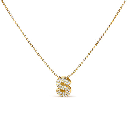 10K White Gold Diamond Accent "A" Initial Bubble Pendant Necklace by Bids.com