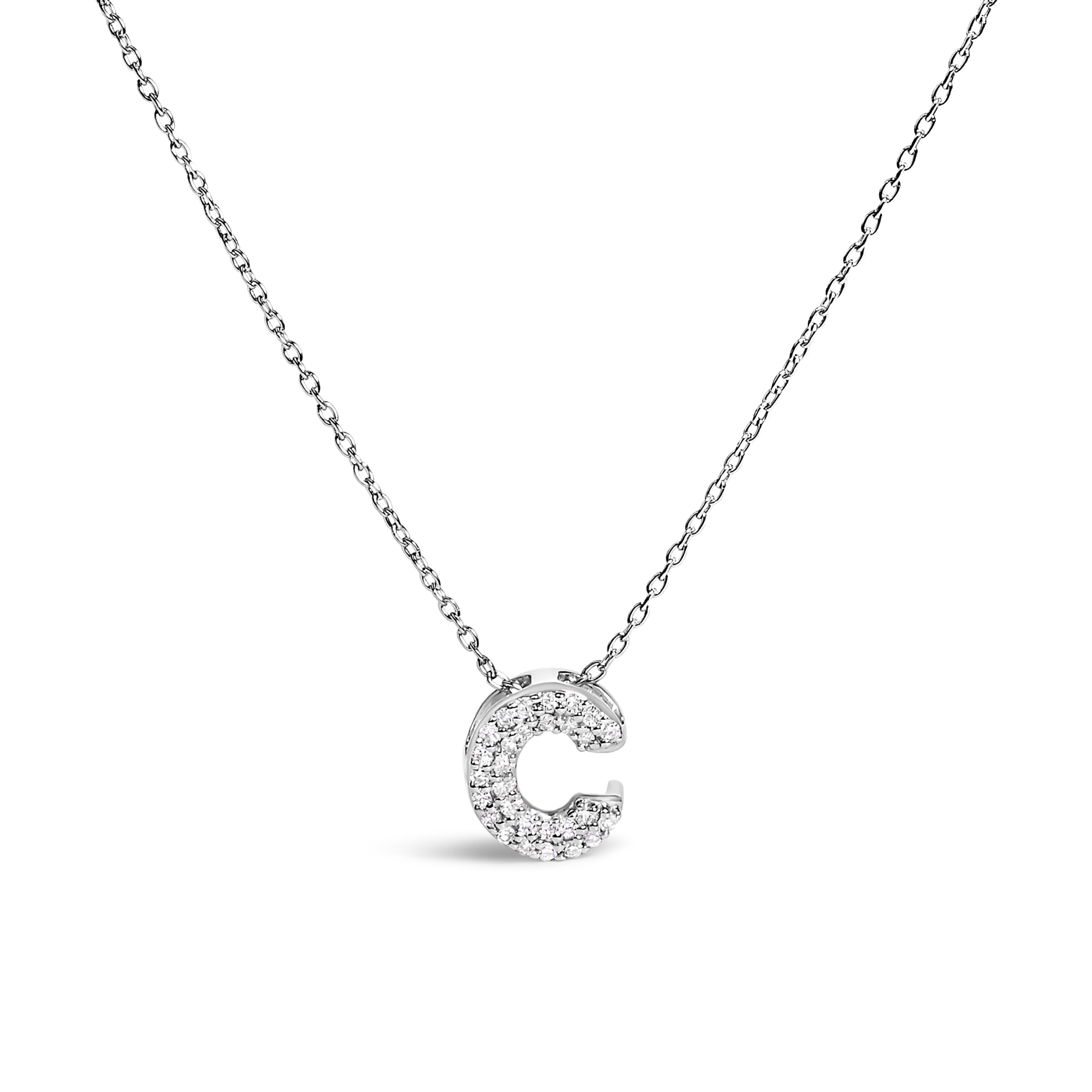 10K White Gold Diamond Accent "A" Initial Bubble Pendant Necklace by Bids.com