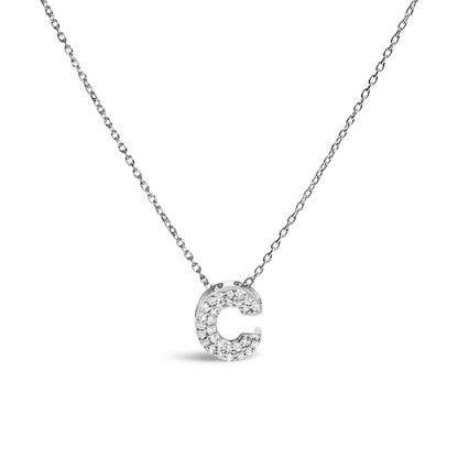 10K White Gold Diamond Accent "A" Initial Bubble Pendant Necklace by Bids.com