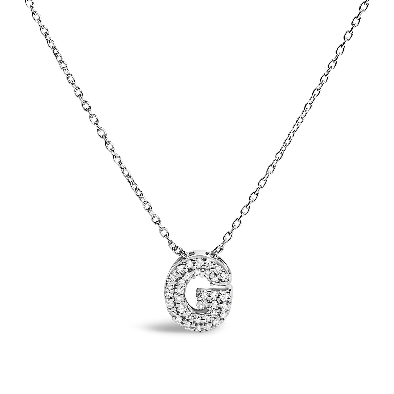 10K White Gold Diamond Accent "A" Initial Bubble Pendant Necklace by Bids.com