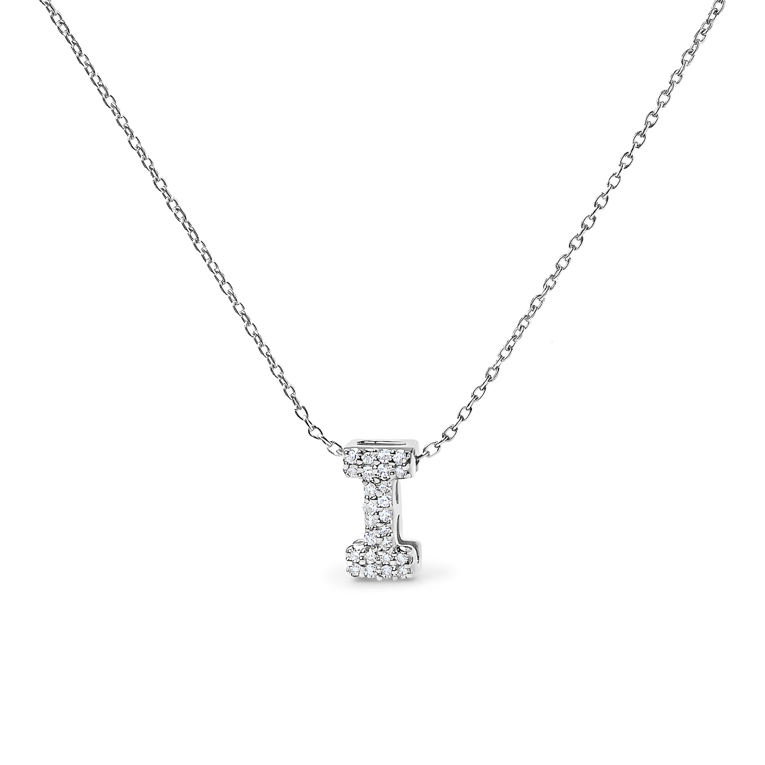 10K White Gold Diamond Accent "A" Initial Bubble Pendant Necklace by Bids.com