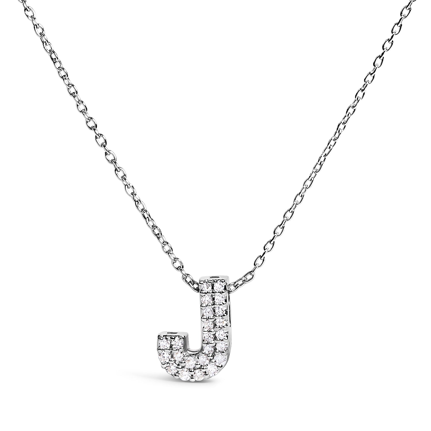 10K White Gold Diamond Accent "A" Initial Bubble Pendant Necklace by Bids.com