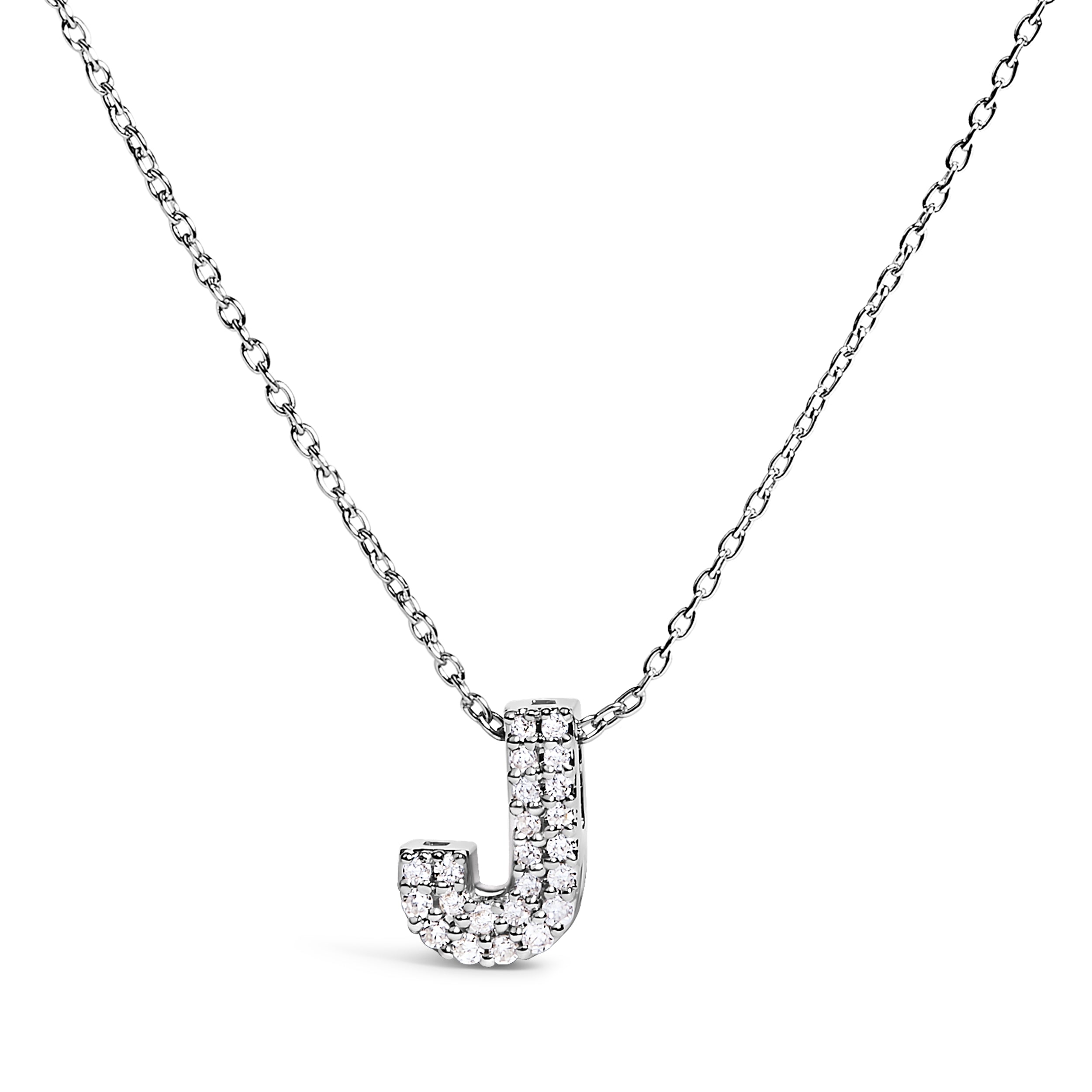 10K White Gold Diamond Accent "A" Initial Bubble Pendant Necklace by Bids.com
