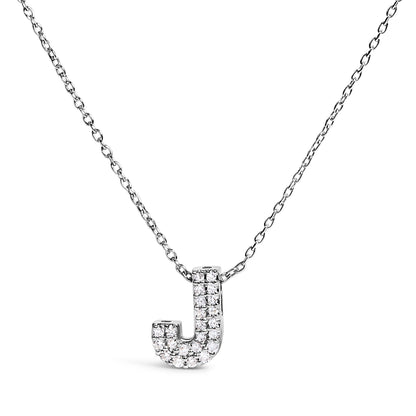 10K White Gold Diamond Accent "A" Initial Bubble Pendant Necklace by Bids.com