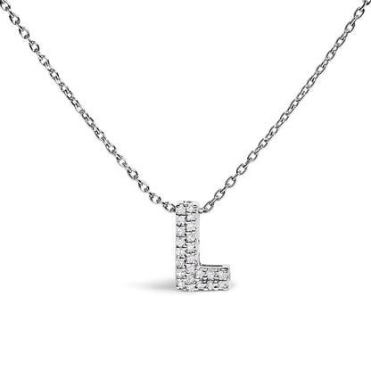 10K White Gold Diamond Accent "A" Initial Bubble Pendant Necklace by Bids.com