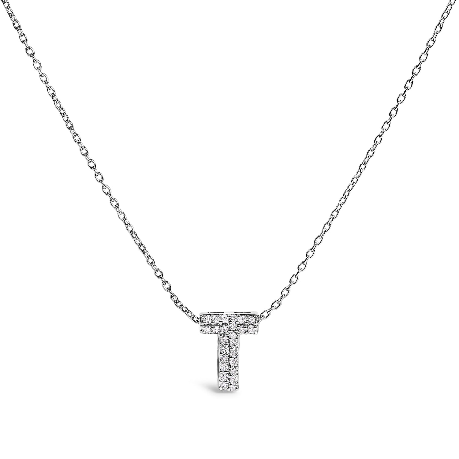 10K White Gold Diamond Accent "A" Initial Bubble Pendant Necklace by Bids.com