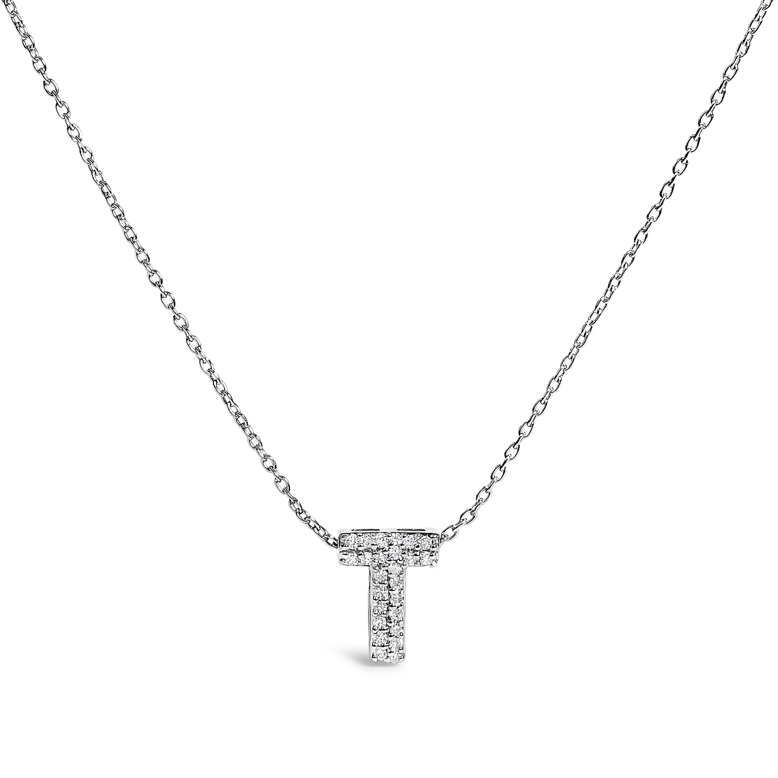 10K White Gold Diamond Accent "A" Initial Bubble Pendant Necklace by Bids.com