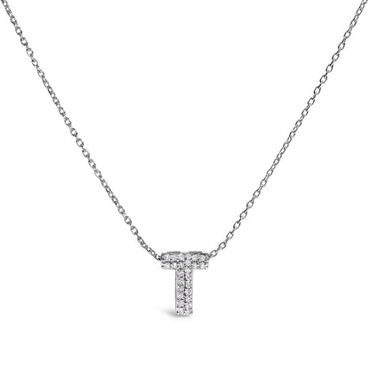 10K White Gold Diamond Accent "A" Initial Bubble Pendant Necklace by Bids.com