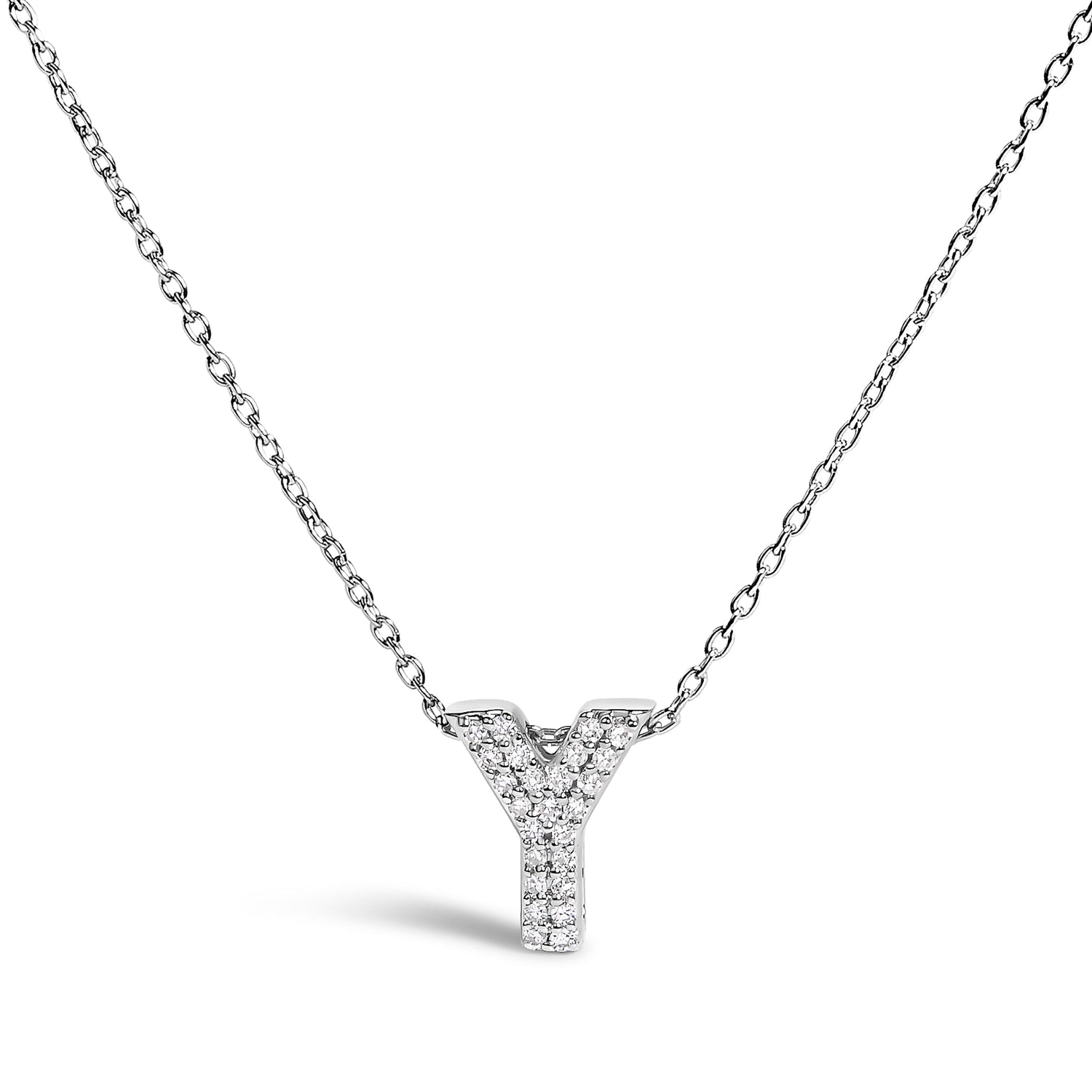 10K White Gold Diamond Accent "A" Initial Bubble Pendant Necklace by Bids.com