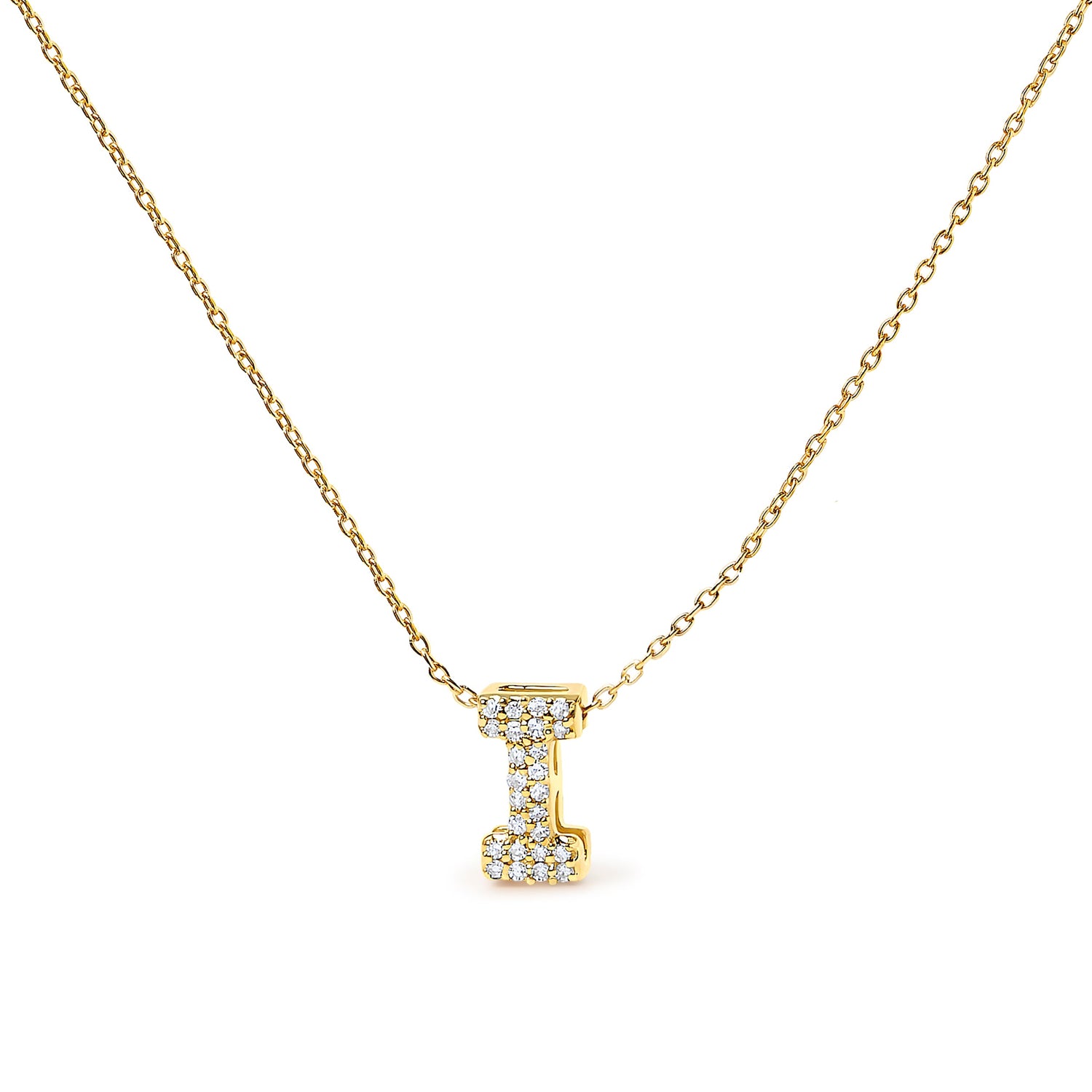 10K White Gold Diamond Accent "A" Initial Bubble Pendant Necklace by Bids.com