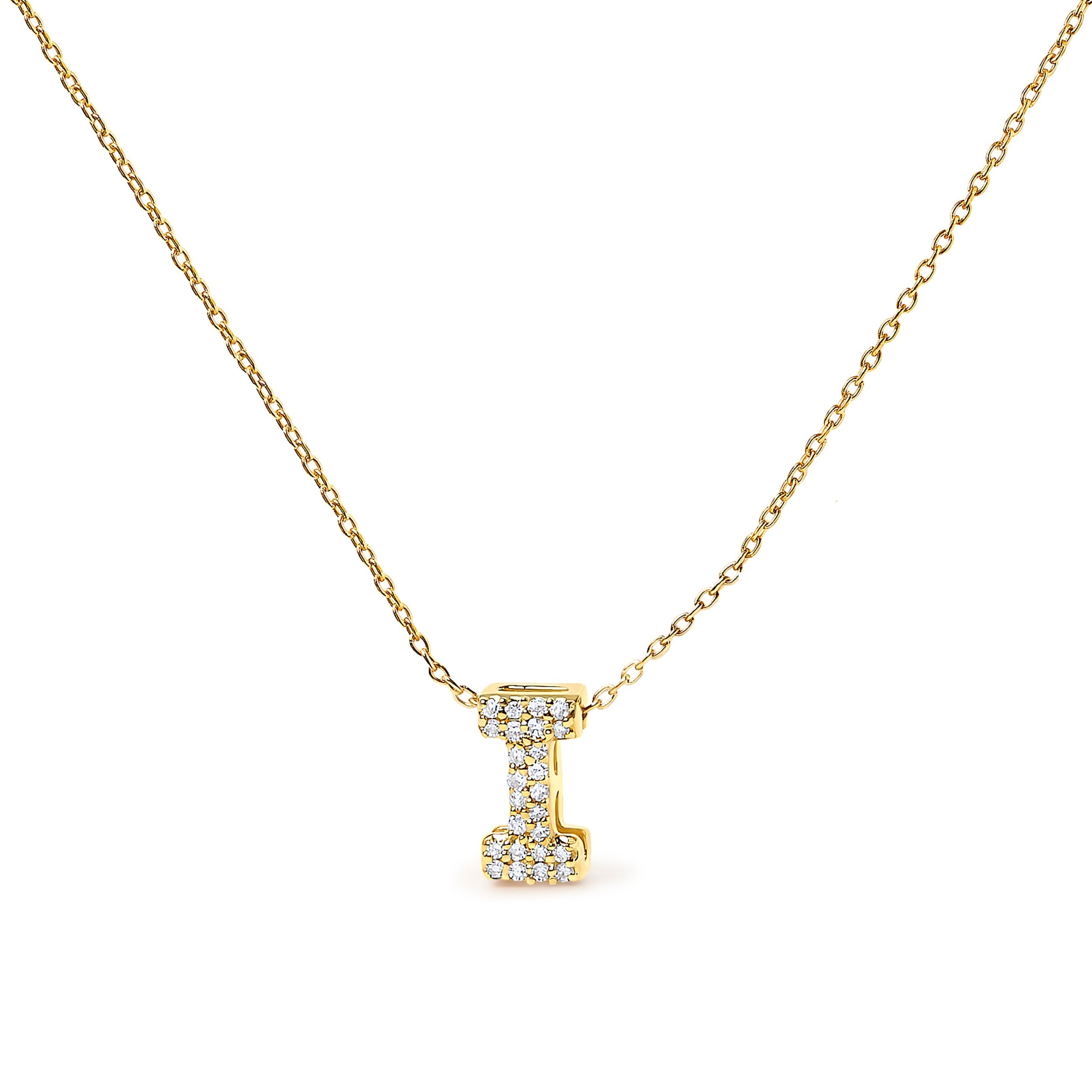 10K White Gold Diamond Accent "A" Initial Bubble Pendant Necklace by Bids.com