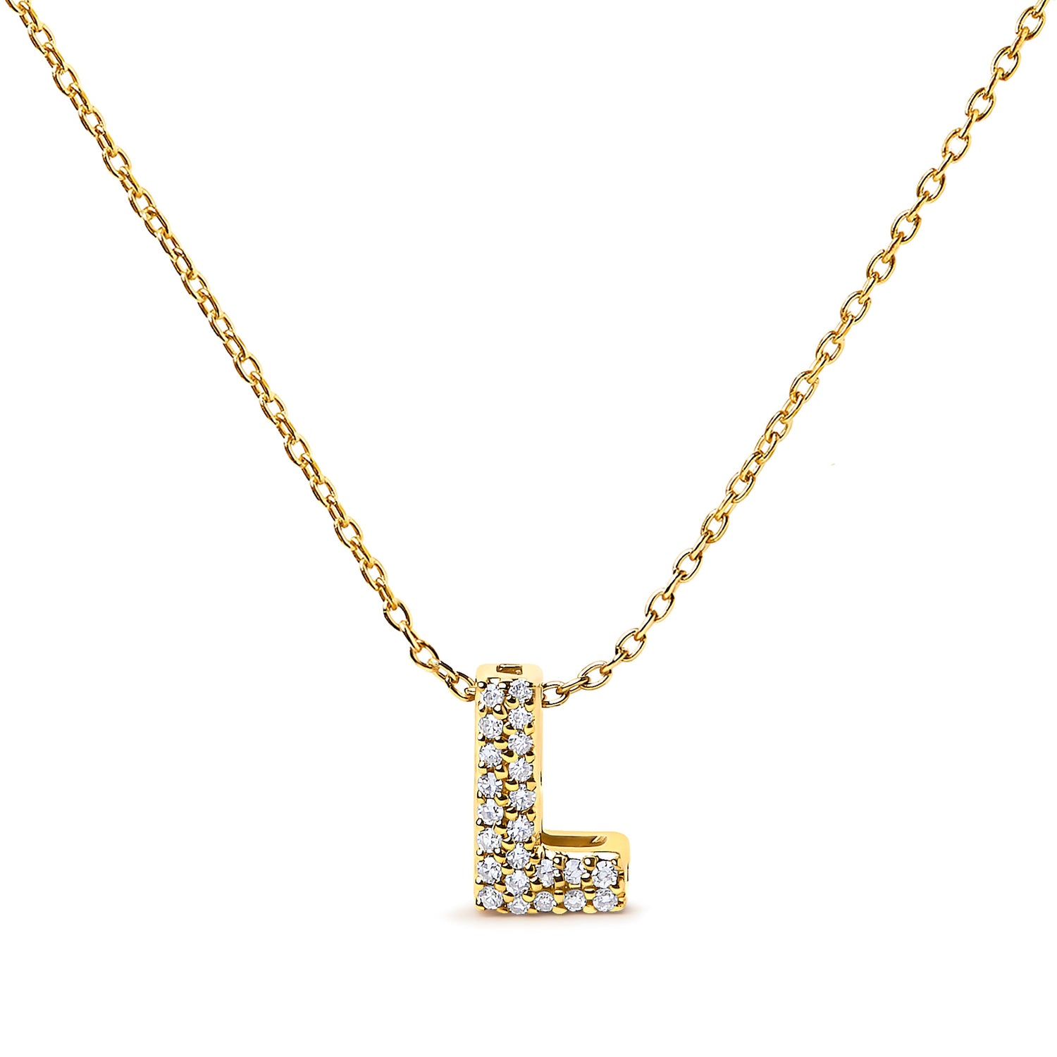 10K White Gold Diamond Accent "A" Initial Bubble Pendant Necklace by Bids.com