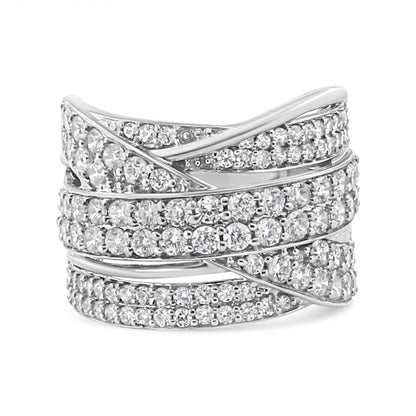 .925 Sterling Silver 2.00 Cttw Round-Cut Diamond Overlapping Bypass Band Ring (I-J Color, I2-I3 Clarity) - Ring Size 7 by Bids.com