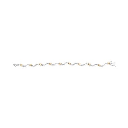 10K Two-Tone 2.00 Cttw Diamond "X" and Wave Link Bracelet (H-I Color, I1-I2 Clarity) - 7" Inches by Bids.com