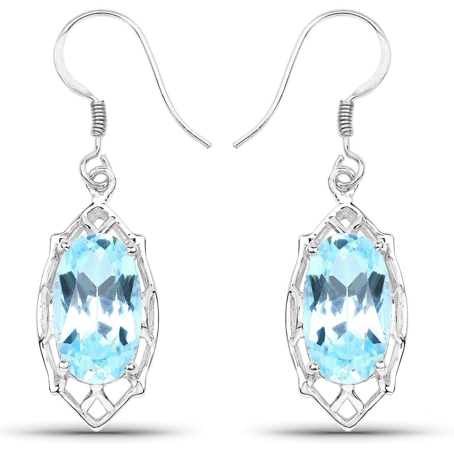 13.68 Carat Genuine Blue Topaz .925 Sterling Silver Earrings by Bids.com