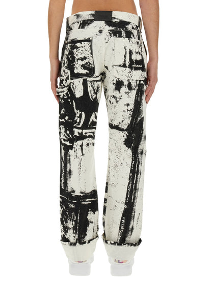 Alexander Mcqueen Men Workwear Jeans With Fold Print by Luosophy