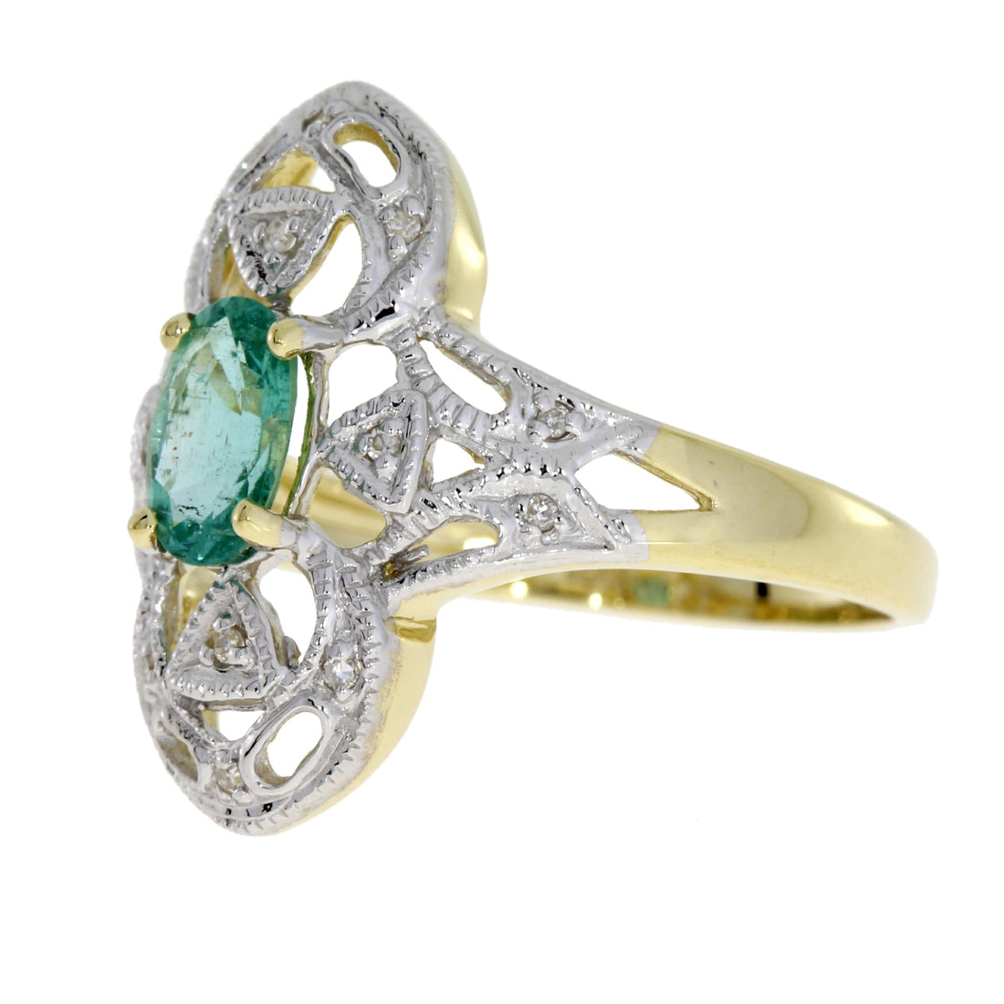 Natural .70ct Emerald Diamond Ring 10KT Yellow Gold by Bids.com