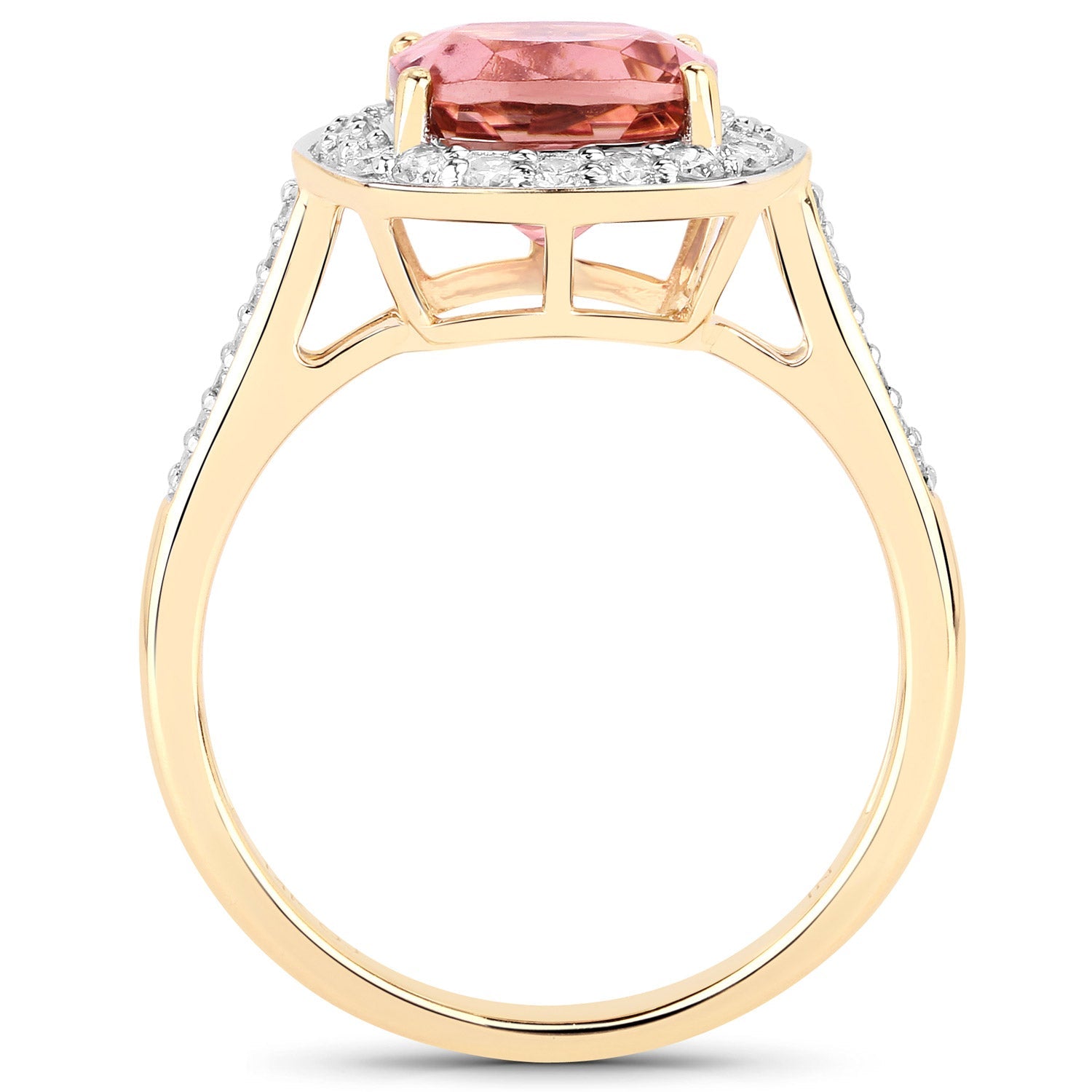 2.71 Carat Genuine Royal Pink Tourmaline and White Diamond 14K Yellow Gold Ring by Bids.com