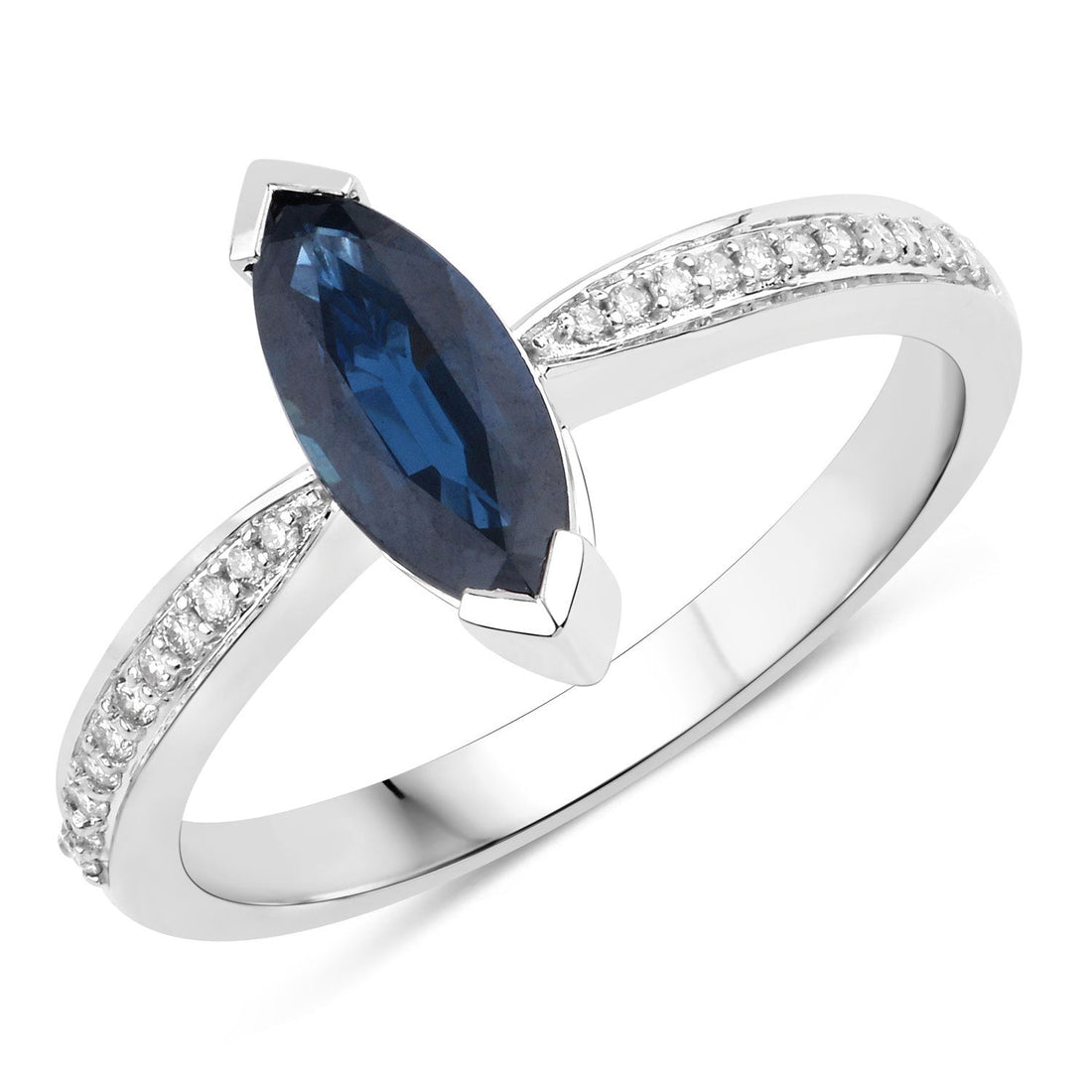 1.44 Carat Genuine Blue Sapphire and White Diamond 14K White Gold Ring by Bids.com