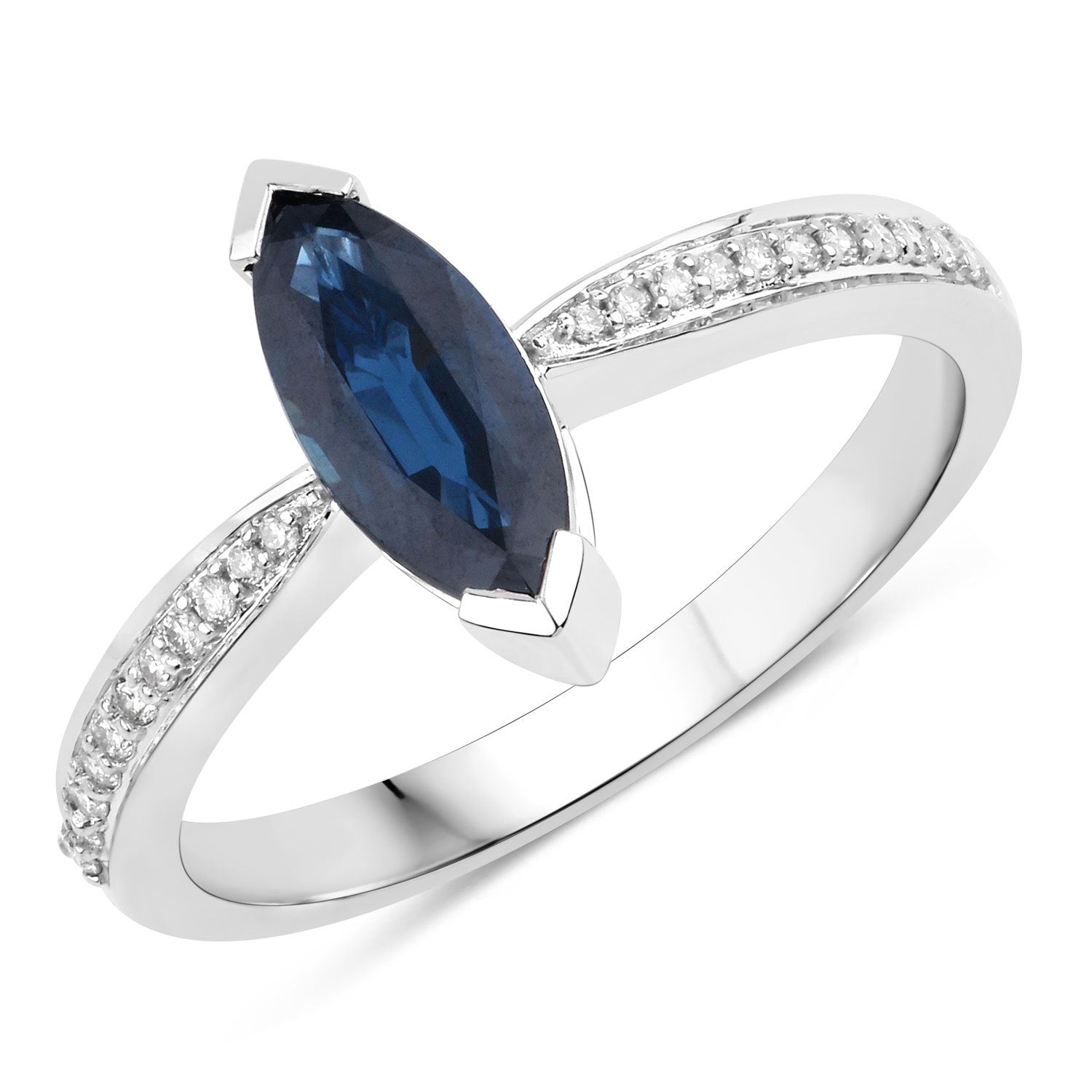 1.44 Carat Genuine Blue Sapphire and White Diamond 14K White Gold Ring by Bids.com