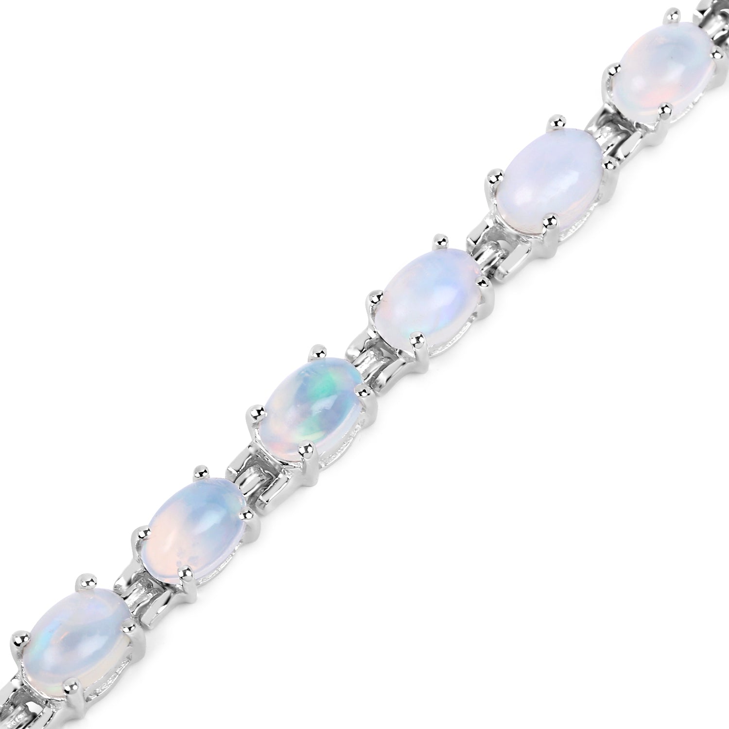 5.94 Carat Genuine Ethiopian Opal .925 Sterling Silver Bracelet  DestGlow