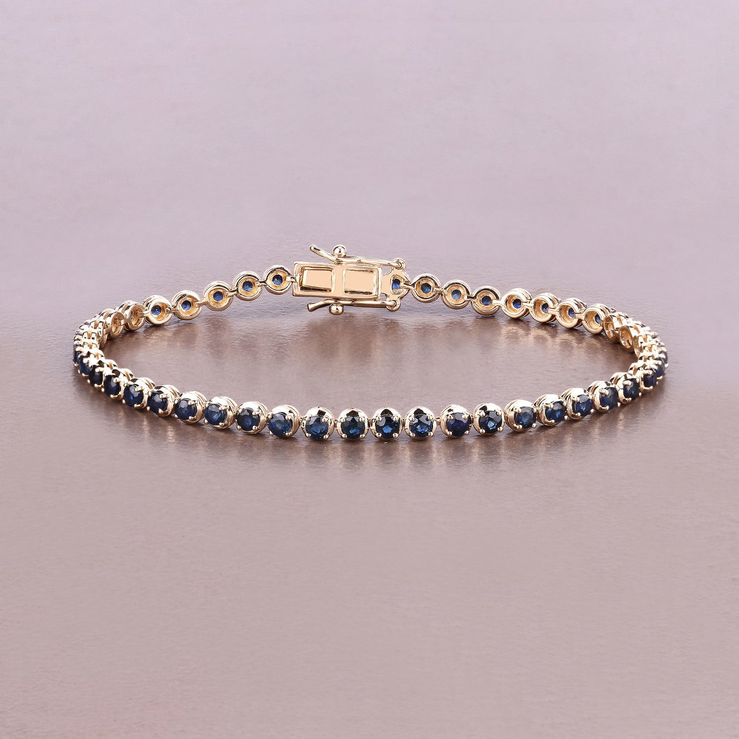 3.13 Carat Genuine Blue Sapphire 14K Yellow Gold Bracelet by Bids.com