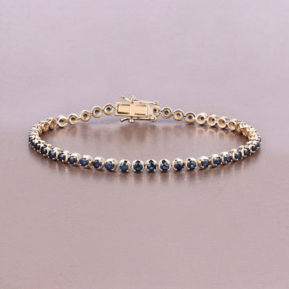 3.13 Carat Genuine Blue Sapphire 14K Yellow Gold Bracelet by Bids.com