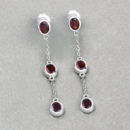 2.70 Carat Genuine Garnet .925 Sterling Silver Earrings by Bids.com