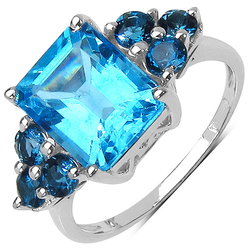 4.72 Carat Genuine Swiss Blue Topaz &amp; London Blue Topaz .925 Sterling Silver Ring by Bids.com