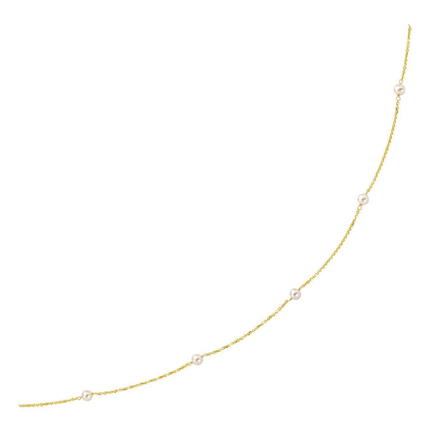 14k Yellow Gold Necklace with White Pearls by Bids.com
