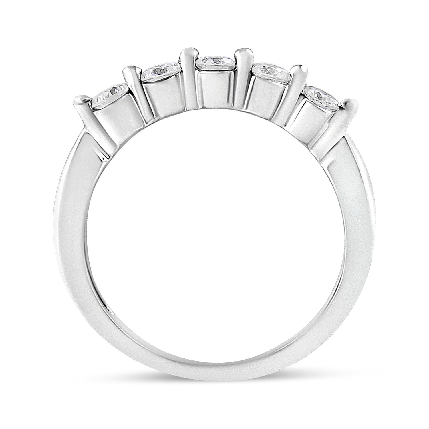 14K White Gold 1/2 Cttw Round-Cut 5-Stone Diamond Ring (H-I Color, SI1-SI2 Clarity) Size 7 by Bids.com