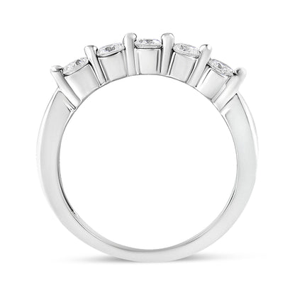 14K White Gold 1/2 Cttw Round-Cut 5-Stone Diamond Ring (H-I Color, SI1-SI2 Clarity) Size 7 by Bids.com