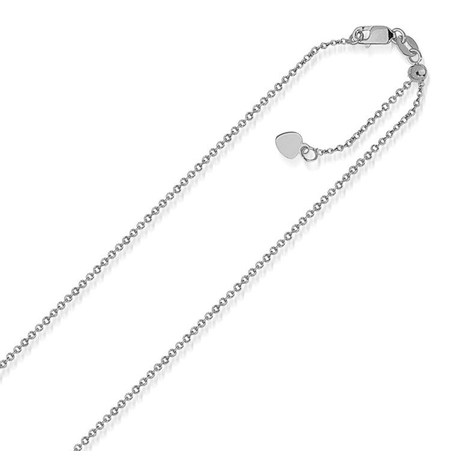 14k White Gold Singapore Style Adjustable Chain (1.1 mm) by Bids.com