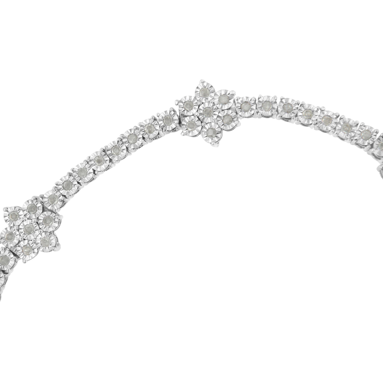 .925 Sterling Silver 1.0 cttw Miracle-Set Diamond Floral Station Tennis Bracelet (I-J Color, I3 Clarity) - 7-1/2" by Bids.com