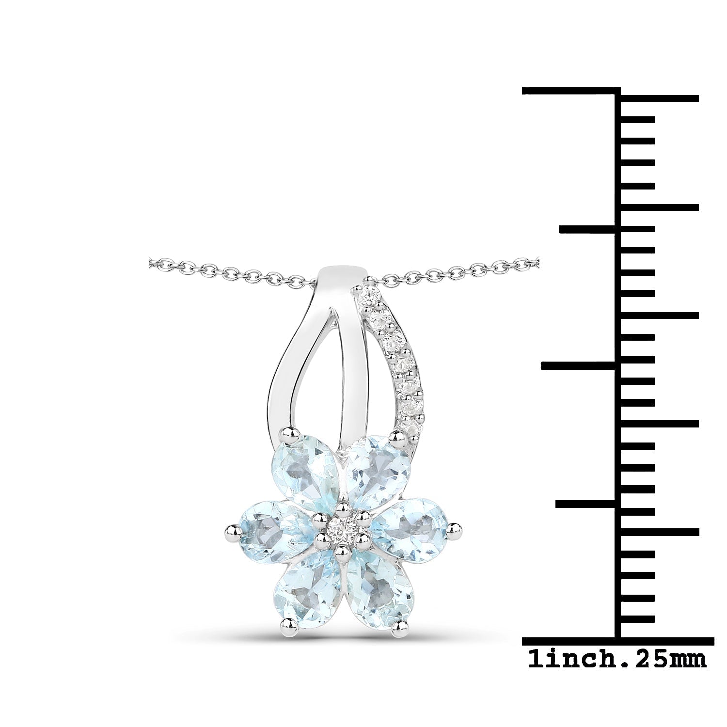 0.78 Carat Genuine Aquamarine and White Topaz .925 Sterling Silver Pendant  DestGlow